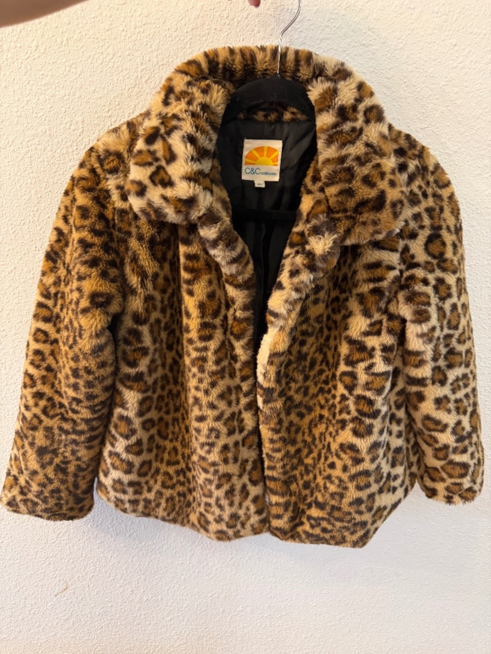 Youth Leopard Print Fur Coat